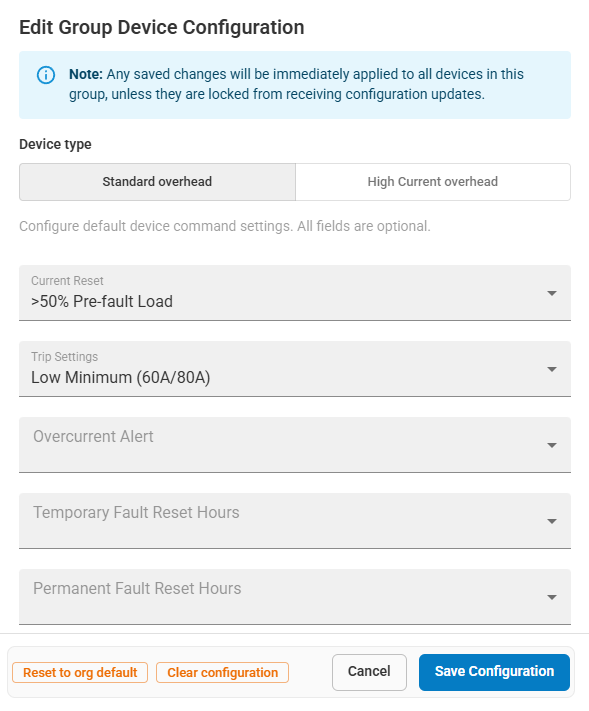 Edit Group Device Configuration settings