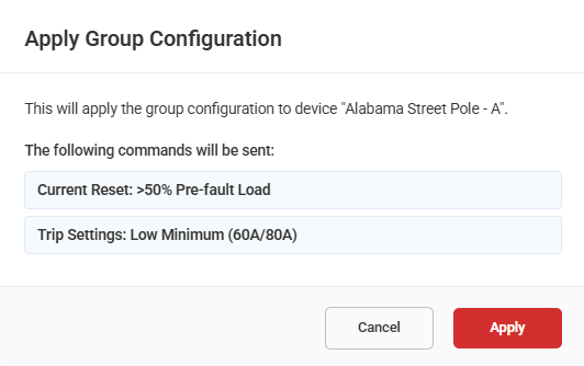 Apply Group Configuration dialog